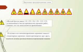 Какие из предупреждающих знаков являются временными