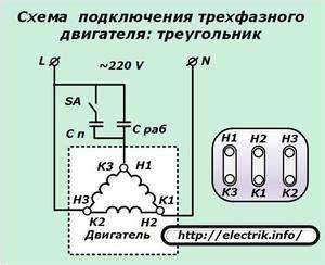 Как подсоединить трехфазный двигатель к однофазному