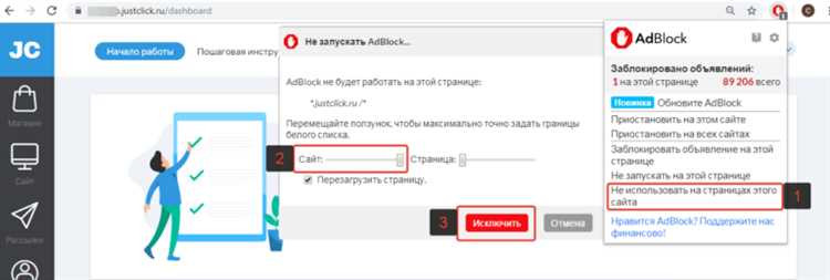 Настройка исключений в популярных расширениях для браузера
